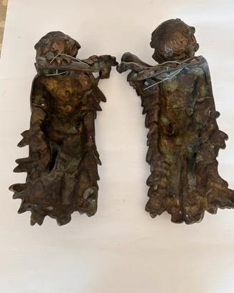 Coppia di Putti/Amorini in Vero Bronzo d'Epoca
