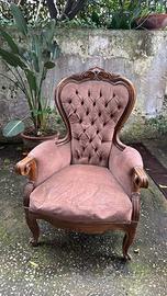 Sedia vintage in legno e velluto