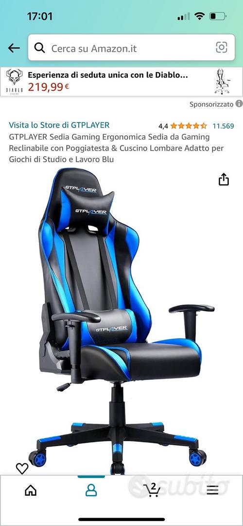 GTPLAYER Sedia Gaming Ergonomica Sedia da Gaming Reclinabile con