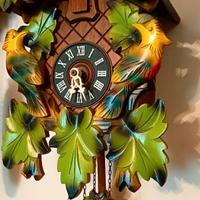 Orologio a Cucù Tedesco Vintage Foglie e Uccelli