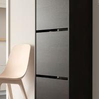 BISSA Scarpiera a 3 scomparti,marrone-nero,49x28x