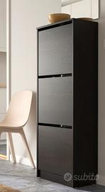 BISSA Scarpiera a 3 scomparti,marrone-nero,49x28x