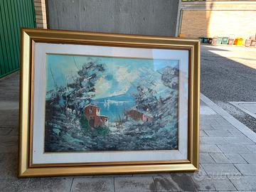 Quadro dipinto a olio paesaggio marino