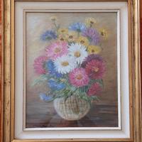 Quadro Dipinto Olio "Fiori" Elena Maschio 1982