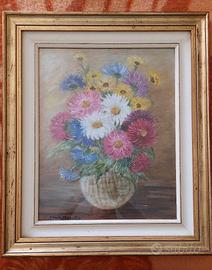 Quadro Dipinto Olio "Fiori" Elena Maschio 1982