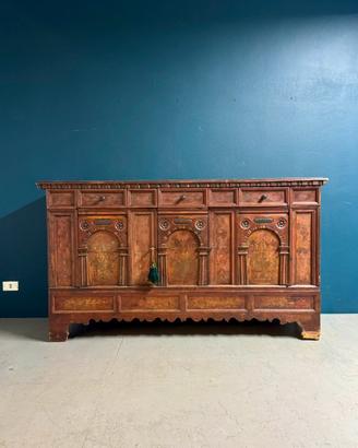 Credenza antica dipinta tirolese alpino 2 ante