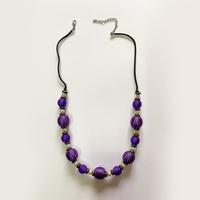 Collana Boho Palline Viola Perle Hippie Witch Goth