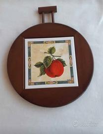 Tagliere decorativo in legno e ceramica 