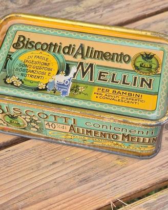 MELLIN scatola in latta dei biscotti (anni 3O/40)