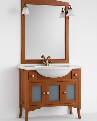 Mobile da Bagno 105cm con Specchio Ciliegio o Noce