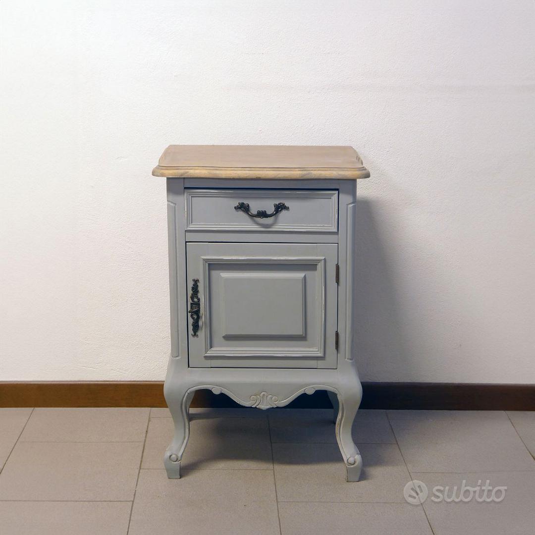 Comodino Shabby Chic Colore Grigio Polvere - Arredamento e