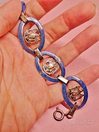 ARGENTO 925 VINTAGE bracciale smaltato aquile