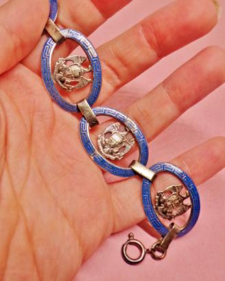 ARGENTO 925 VINTAGE bracciale smaltato aquile
