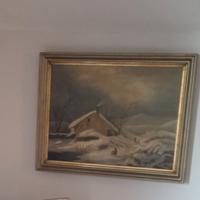 Quadro Casina nella neve cm. 68x54