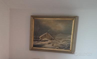 Quadro Casina nella neve cm. 68x54