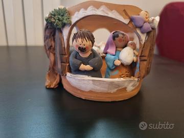 Presepe fatto a mano in terracotta