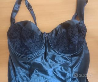 body intimo raso e Pizzo blu