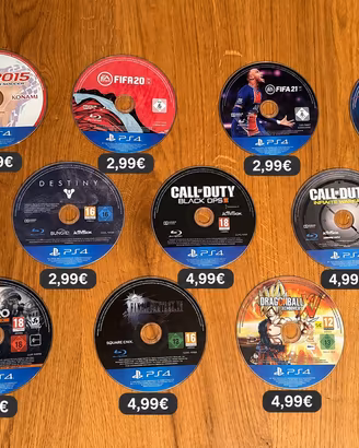 Set Giochi PlayStation 4 e 5. Prezzi in foto.