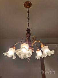 Lampadario vintage e abat-jour incl. lampadine