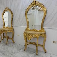 Consolle in legno finitura foglia oro anticato