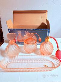 Servizio da toilette in vetro satinato vintage