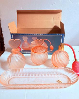 Servizio da toilette in vetro satinato vintage