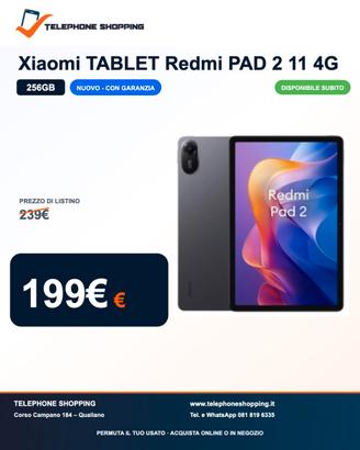 Xiaomi TABLET Redmi PAD 2 11 8/256GB 4G Nuovo