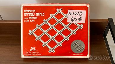 Sottopentola placcato argento bambù vintage