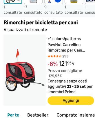 rimorchio da bici per cani
