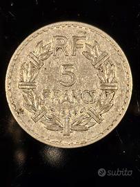 Moneta 5 Franchi Francia 1949 Repubblica RF