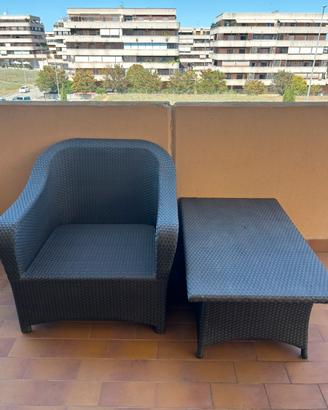 Set giardino rattan 2 pezzi