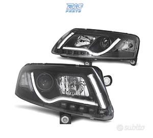 FARI AUDI A6 C6 04-08 LUCE DIURNA DRL LED NERO