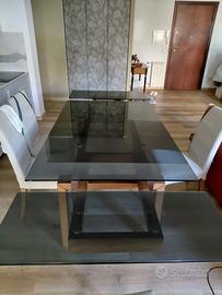 Tavolo da soggiorno, linea Calligaris in vetro
