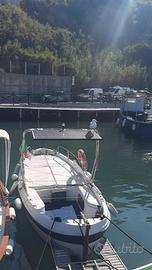 Gozzo con motore entrobordo e pannello solare