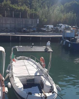 Gozzo con motore entrobordo e pannello solare