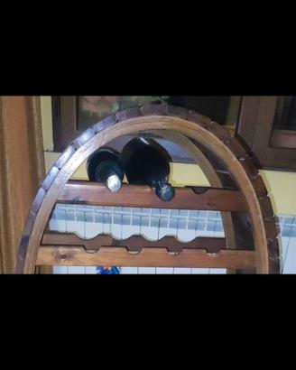 Cantinetta Portabottiglie a Botte in Legno Rustico