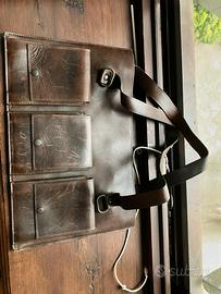 Borsa tote da spalla in vera pelle marrone