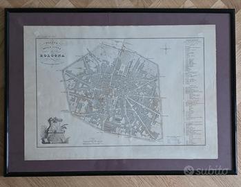Antica PIANTA DELLA CITTA' DI BOLOGNA - 1868