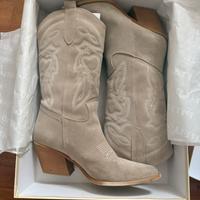 Stivali texani vera pelle beige