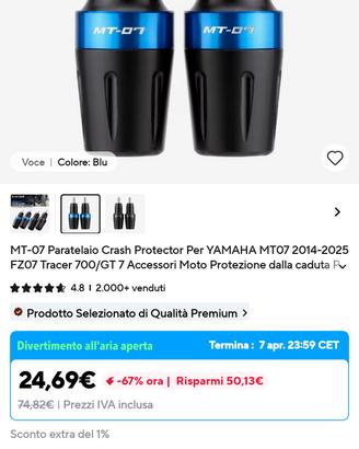 bumper, parametri, paracadute , paratelaio yamaha 