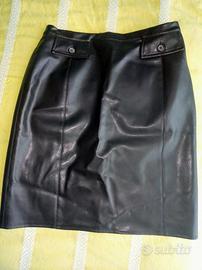 Gonna finta pelle marrone taglia 46