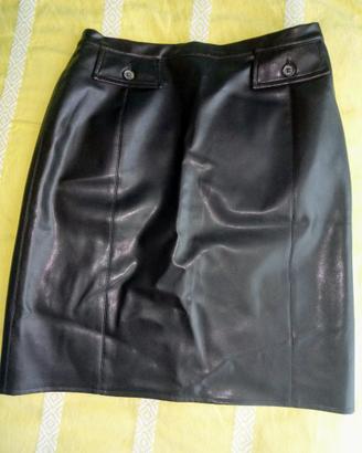 Gonna finta pelle marrone taglia 46