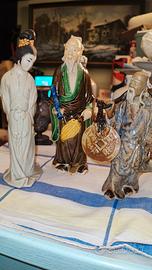 Tre Statuette Cinesi orientali Vintage 