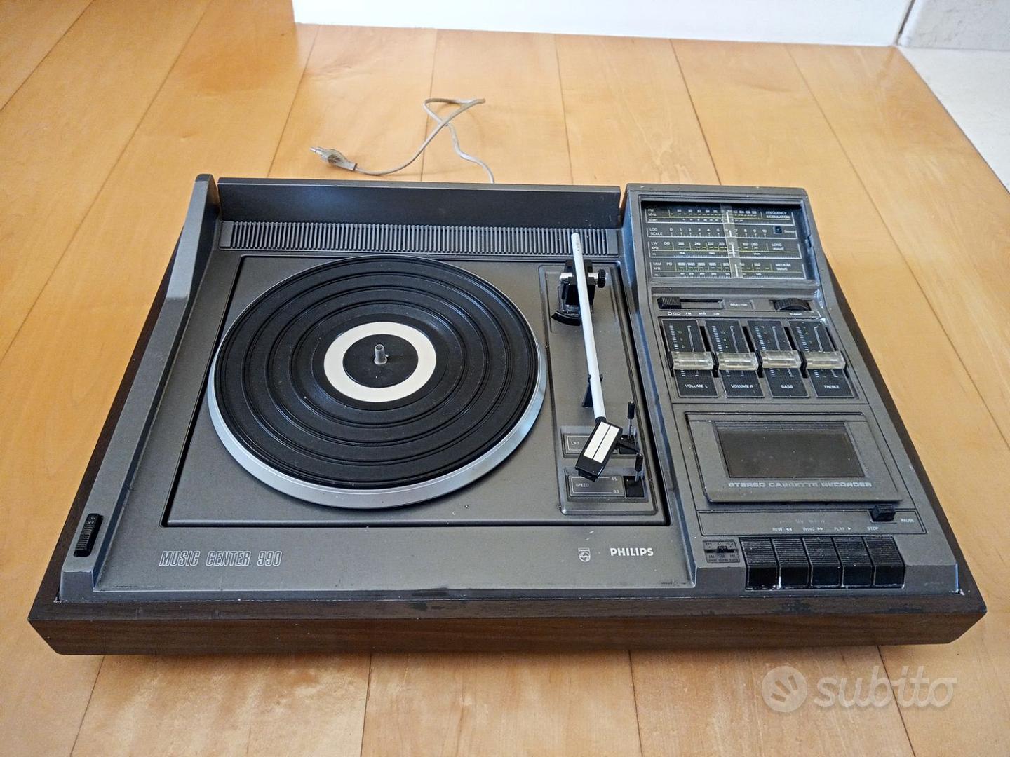 GIRADISCHI MANGIACASSETTE RADIO VINTAGE PHILIPS Audio/Video In