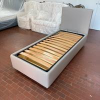 Letto contenitore singolo artigianale in ecopelle