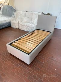 Letto contenitore singolo artigianale in ecopelle