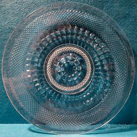 Vassoio Piatto Tortiera Vintage in Vetro Lavorato