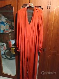 Tuta pantaloni ruggine tessuto mezza stagione