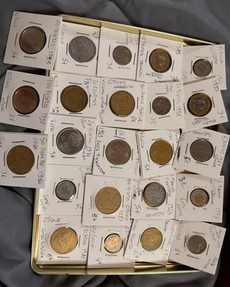 Lotto 24 Monete ottone bronzo alluminio rame niche