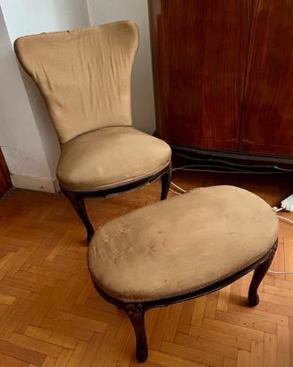 Set poltrona vintage e Pouf poggiapiedi